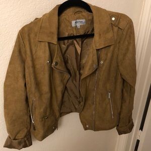 Dark tan, suede moto style jacket